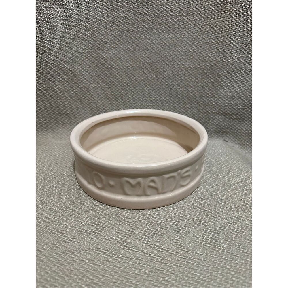 Vintage McCoy Pottery Cream Color Dog Dish Bowl To Man's Best Friend His Dog NEW